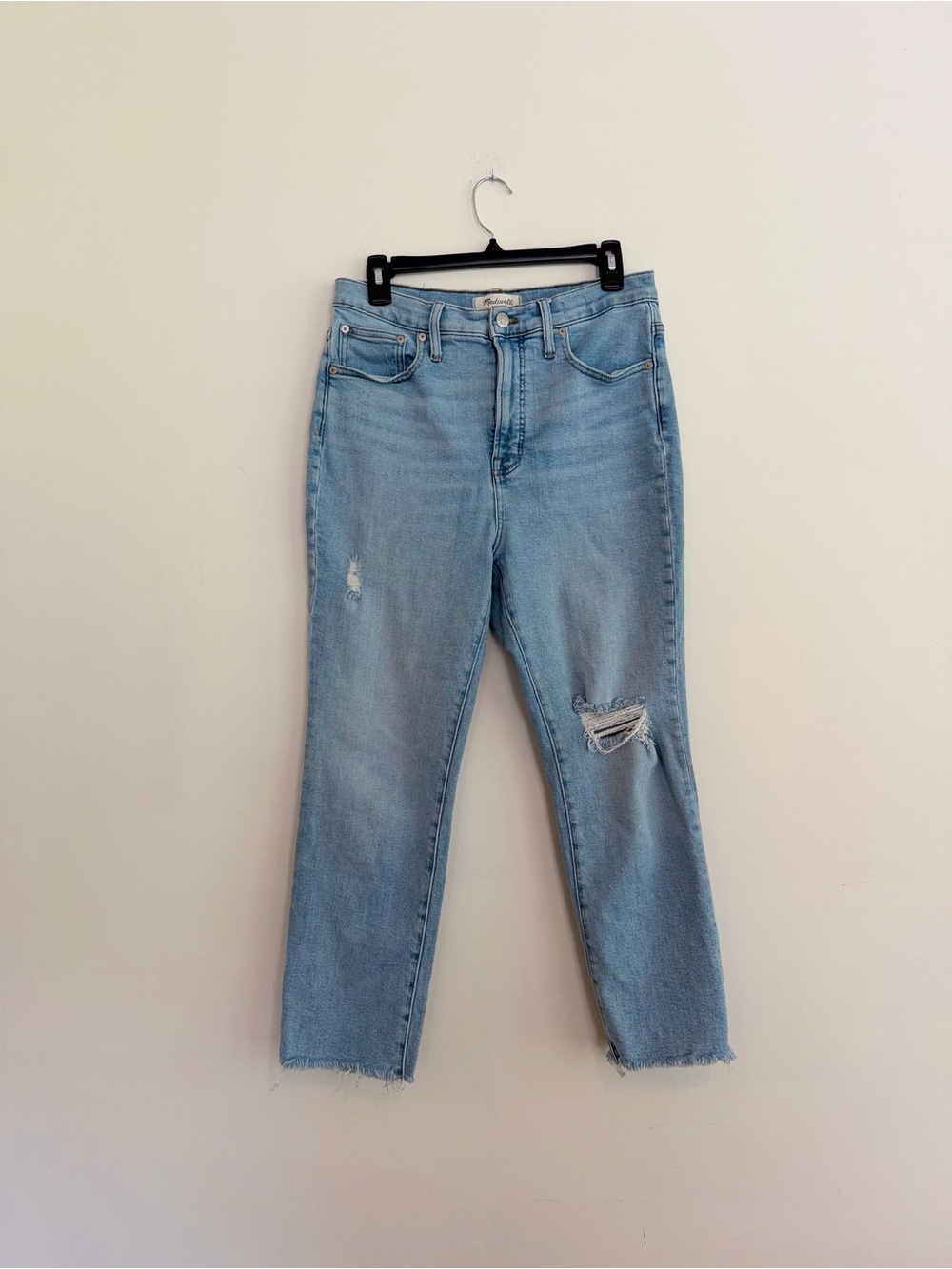 Madewell Perfect Vintage Jeans 29P High Rise Light Wash Distressed Denim